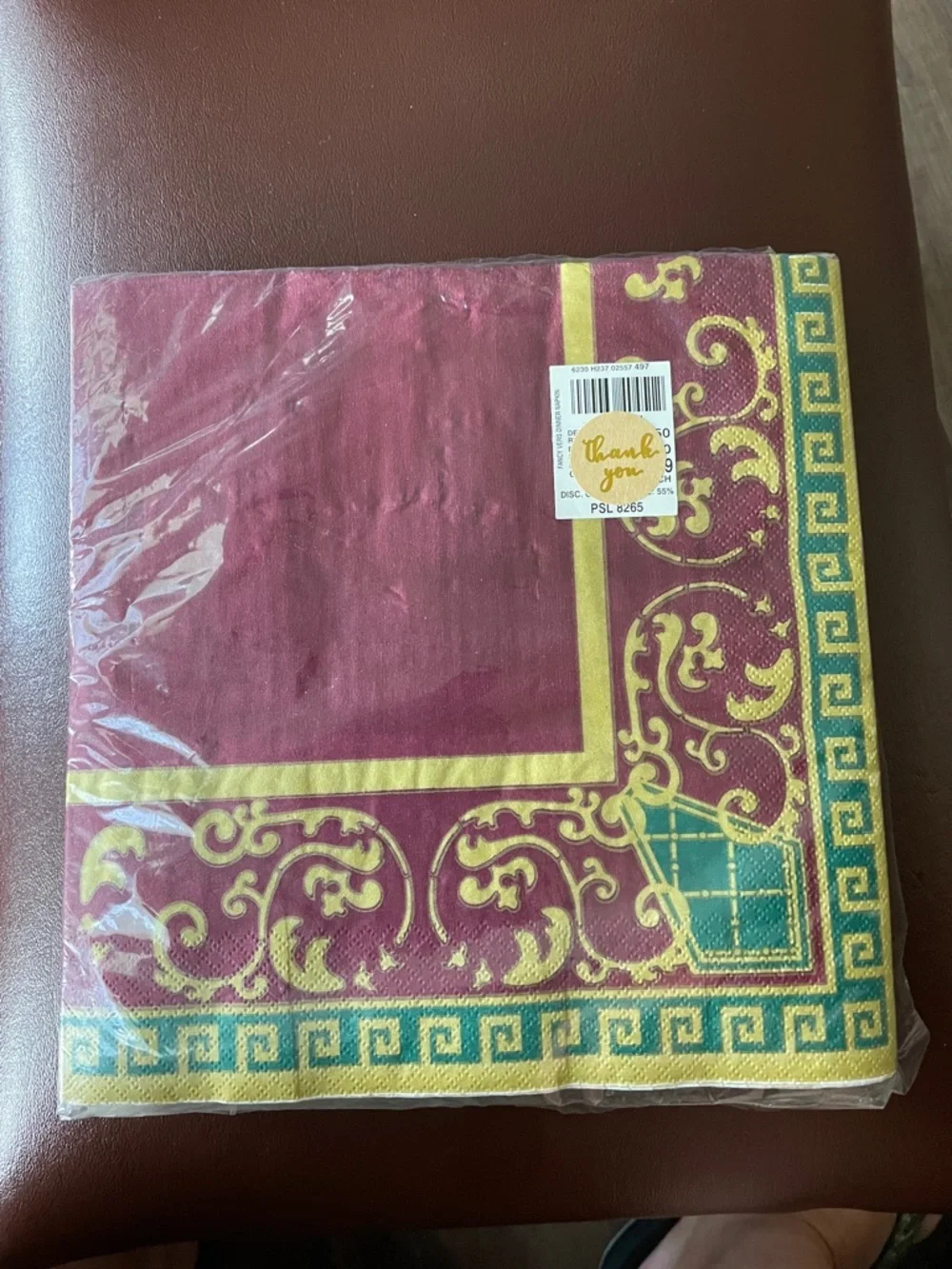 Burgundy, Gold & Teal Decorative Paper Napkins - Thank You Accent